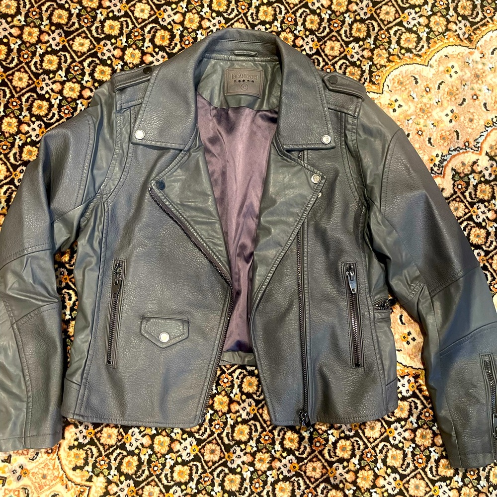 Blank NYC Grey Moto Faux Leather Jacket XL